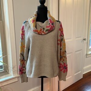 Sundance Chunky Knit Sweater with Flower Details